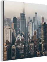 Wanddecoratie Metaal - Aluminium Schilderij Industrieel - New York - Skyline - Amerika - 50x50 cm - Dibond - Foto op aluminium - Industriële muurdecoratie - Voor de woonkamer/slaapkamer