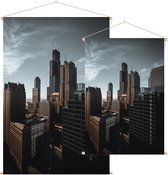 Sears Willis Tower in de kenmerkende skyline van Chicago - Foto op Textielposter - 60 x 90 cm