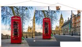 Rode Britse telefooncel voor de Big Ben in Londen - Foto op Textielposter - 90 x 60 cm
