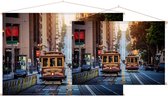 Historische treintjes op California Street in San Francisco - Foto op Textielposter - 90 x 60 cm