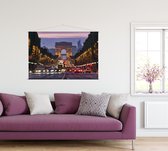 Champs-Élysées met Arc de Triomphe in Parijs - Foto op Textielposter - 90 x 60 cm