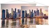 Skyline van Singapore bij een prachtige zonsondergang - Foto op Textielposter - 60 x 40 cm