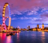 De Londen Eye en House of Parliament bij schemering - Fotobehang (in banen) - 450 x 260 cm