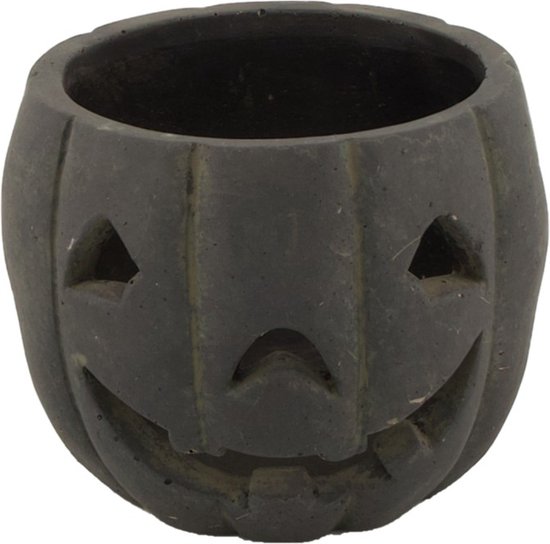 - planter pumpkin cement ø12x9.5cm - black - 12x95x