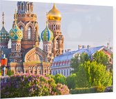 Sint-Petersburg in bloei bij de Orthodoxe kerk Spas na Krovi - Foto op Plexiglas - 60 x 40 cm