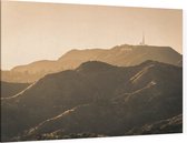 Zonsondergang achter de Hollywood Hills bij Los Angeles - Foto op Canvas - 90 x 60 cm