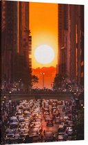 Manhattanhenge op 42nd Avenue in New York City - Foto op Canvas - 100 x 150 cm