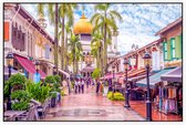 Masjid Sultan Moskee in het straatzicht van Singapore - Foto op Akoestisch paneel - 120 x 80 cm