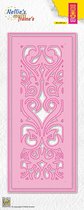 MFD144 snijmal Nellie Snellen - Slimlines ornaments - rechthoek met swirls - ornament - achtergrond swirl & krullen klassiek