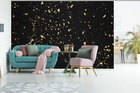Papier peint - Papier peint Papier peint photo d'or sur fond noir - Largeur 330 cm x hauteur 220 cm
