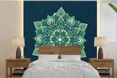 Behang - Fotobehang Mandala abstract groen - Breedte 240 cm x hoogte 240 cm