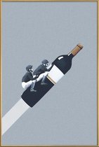 JUNIQE - Poster met kunststof lijst We Ride Until Dawn -40x60 /Grijs