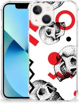 Telefoonhoesje Geschikt voor iPhone13 mini Stevige Bumper Hoesje met transparante rand Skull Red
