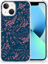 Anti Shock hybrid Case iPhone 13 Silicone Hoesje met transparante rand Palm Leaves