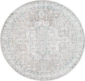 Vloerkleed rond vintage 140cm wit dof blauw perzisch oosters tapijt