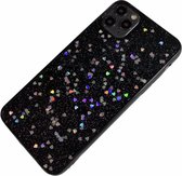 Apple iPhone 6 Plus / 6s Plus - Glitter zacht hoesje Lynn zwart hartje - Geschikt voor