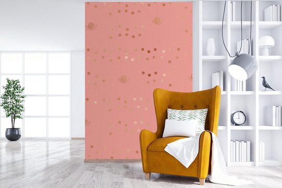 Behang - Fotobehang Patronen - Roze - Rozen - Luxe - Breedte 225 cm x hoogte 350 cm