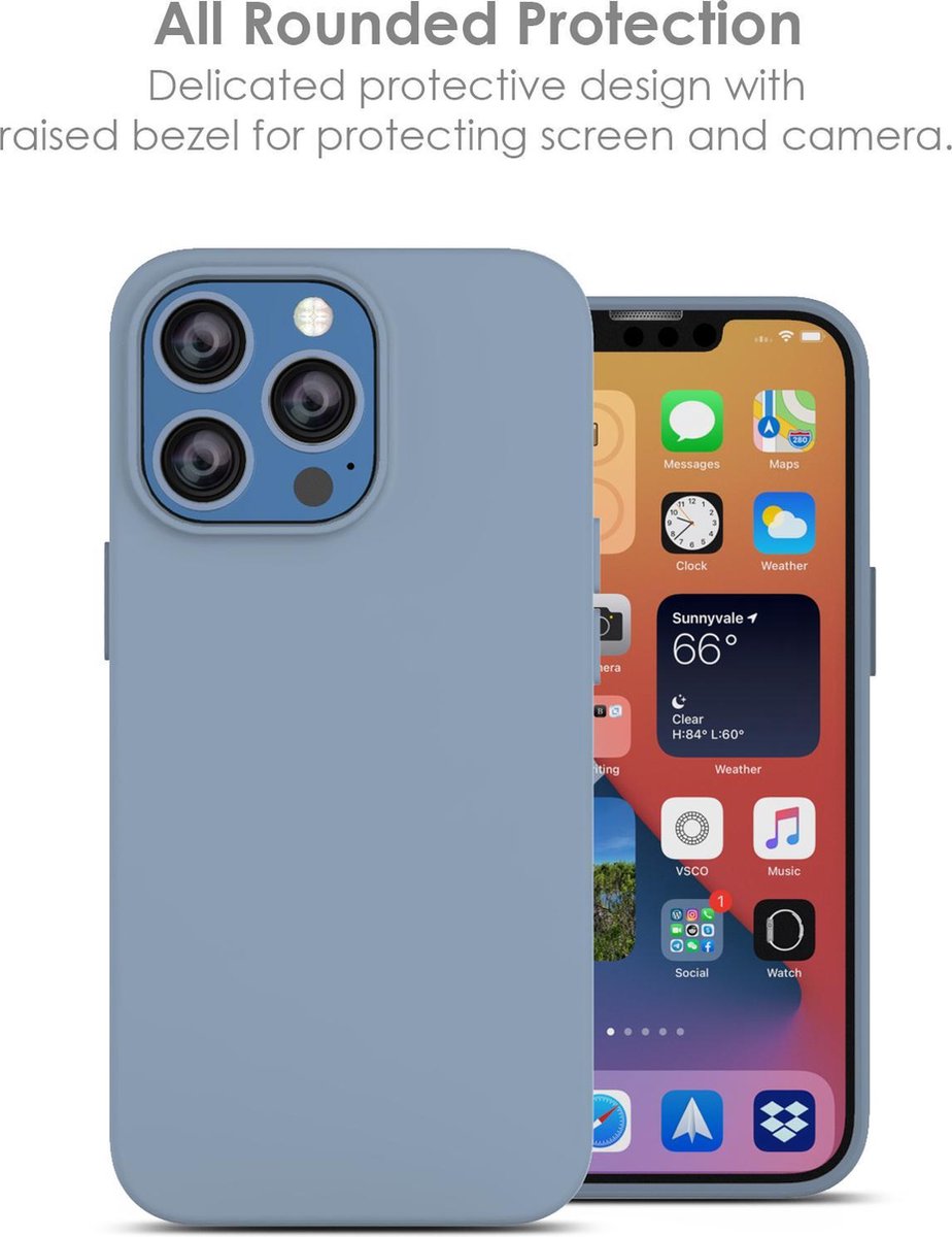Hoesje Geschikt voor iPhone 13 Mini – Liquid siliconen backcover – Licht Blauw