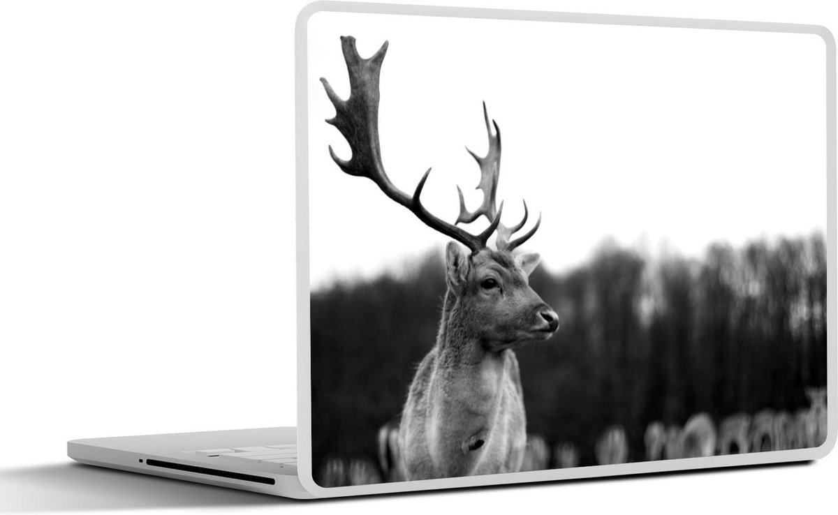 Afbeelding van product SleevesAndCases  Laptop sticker - 12.3 inch - Damhert - zwart wit