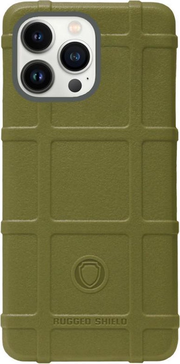 RUGGED SHIELD Rubber Bumper Case Hoesje Geschikt Voor iPhone 13 Pro Max - Groen