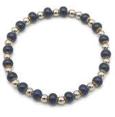 Armband Heren - Kralen Keramiek en RVS - Blauw en Zilverkleurig