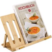 Relaxdays boekenstandaard bamboe - verstelbaar - kookboekstandaard hoog - tabletstandaard