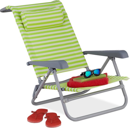 tint identificatie Gluren Relaxdays opvouwbare strandstoel - verstelbaar - campingstoel - klapstoel -  strand ligbed | bol.com