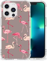 Hoesje met naam Geschikt voor 13 Pro Telefoonhoesje met doorzichtige rand Flamingo