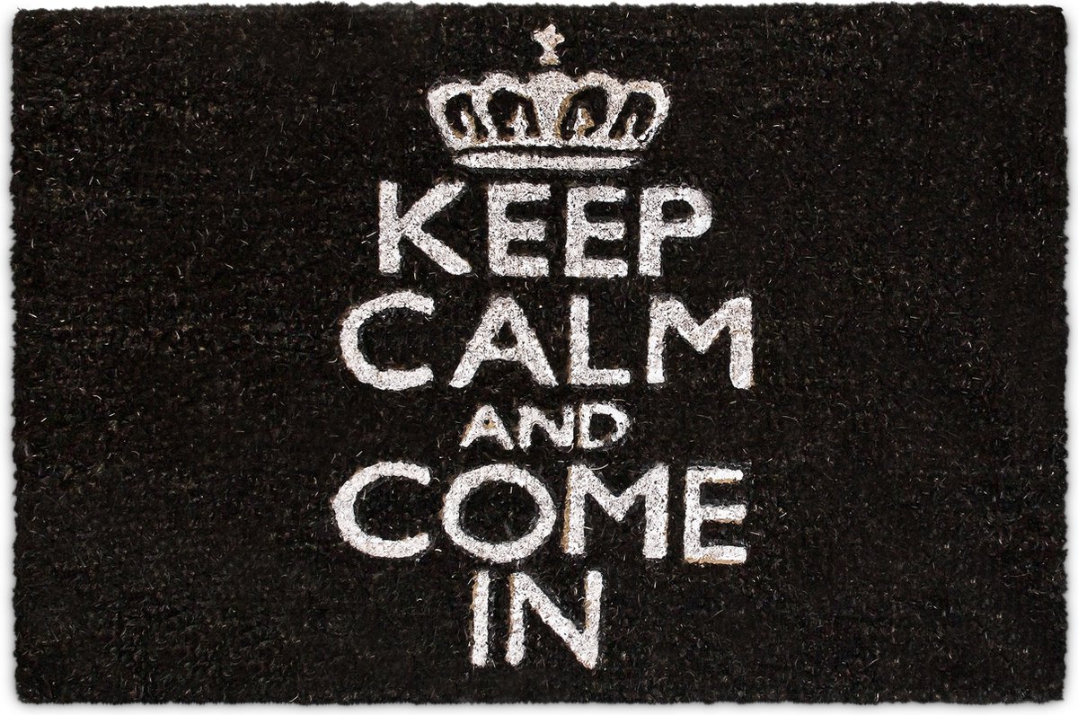 deurmat kokos - KEEP CALM - antislip - 40 x 60 cm - binnen - buiten - zwart