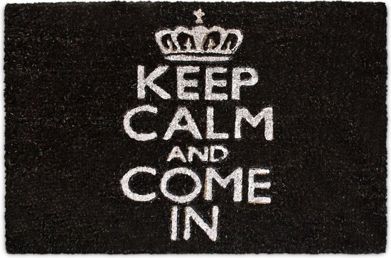 deurmat kokos - KEEP CALM - antislip - 40 x 60 cm - binnen - buiten - zwart