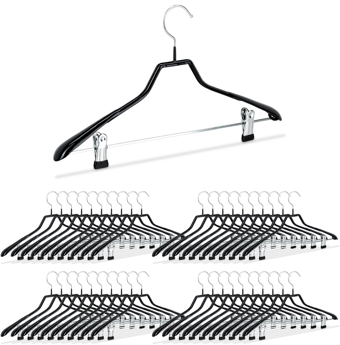 40x kledinghanger - zwarte kleerhangers - metaal - ruimtebesparend