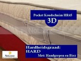 2-Persoons Matras -POCKET HR45 Koudschuim 7 ZONE 21 CM - 3D - Met handgrepen en Biez  - Stevig ligcomfort - 140x220/21