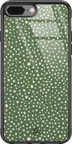 iPhone 8 Plus/7 Plus hoesje glass - Green dots | Apple iPhone 8 Plus case | Hardcase backcover zwart