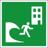 Tsunami evacuatiegebouw sticker - ISO 7010 - E063 400 x 400 mm