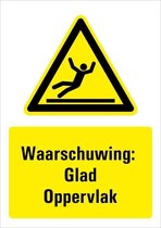 Waarschuwing voor glad oppervlak sticker met tekst 210 x 297 mm