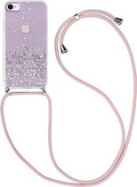 Born To Sparkle geschikt voor Apple iPhone 7/ 8 hoesje met koord - roze