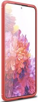 Samsung Galaxy S21 Plus Hoesje Geborsteld TPU Back Cover Rood