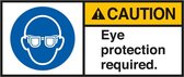 Caution Eye protection required sticker, ANSI, 2 per vel 70 x 160 mm
