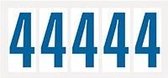Cijfer stickers wit/blauw teksthoogte: 75 mm cijfer 4