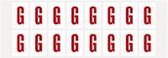 Letter stickers alfabet - 20 kaarten - rood wit teksthoogte 25 mm Letter G