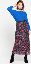 LOLALIZA Maxi rok met plisse en bloemen - Fuchsia - Maat L