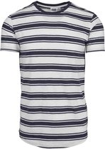 Urban Classics Heren Tshirt -2XL- Double Stripe Long Shaped Wit