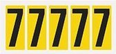 Cijfer stickers geel/zwart teksthoogte: 75 mm cijfer 7