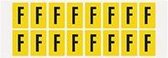 Letter stickers alfabet - 20 kaarten - geel zwart teksthoogte 25 mm Letter F