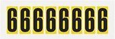 Cijfer stickers geel/zwart teksthoogte: 50 mm cijfer 6