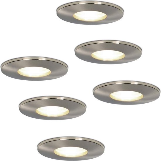 Set de 6 downlights LED à intensité variable Vegas avec spot 5 Watt 4000K IP44 [résistant à l'humidité]