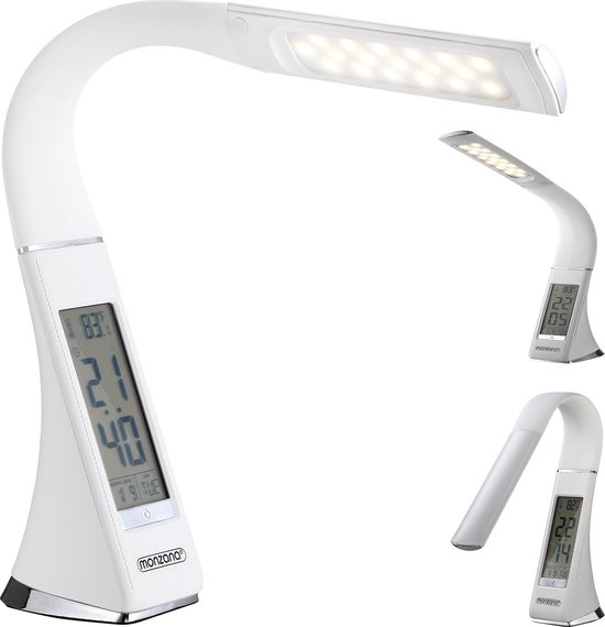 Lampe de table LED - lampe 4 en 1 - calendrier - horloge - thermomètre -  blanc | bol