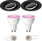 Pragmi Aerony Pro - Inbouw Rond - Mat Zwart - Kantelbaar - Ø82mm - LED Spot Set GU10 - White and Color Ambiance - Bluetooth