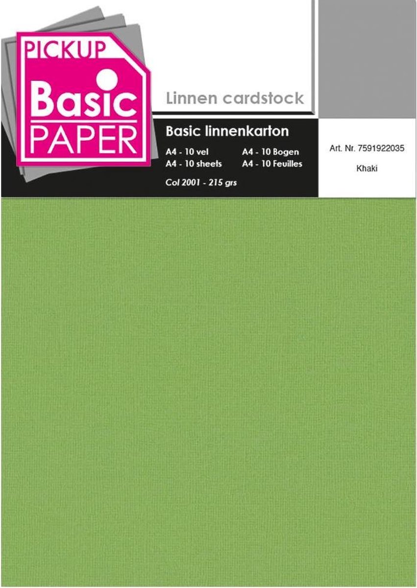 Pickup Basic Linnenkarton A4 Khaki - 10 vel - 215g
