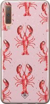 Samsung A7 2018 hoesje siliconen - Lobster all the way | Samsung Galaxy A7 2018 case | Roze | TPU backcover transparant